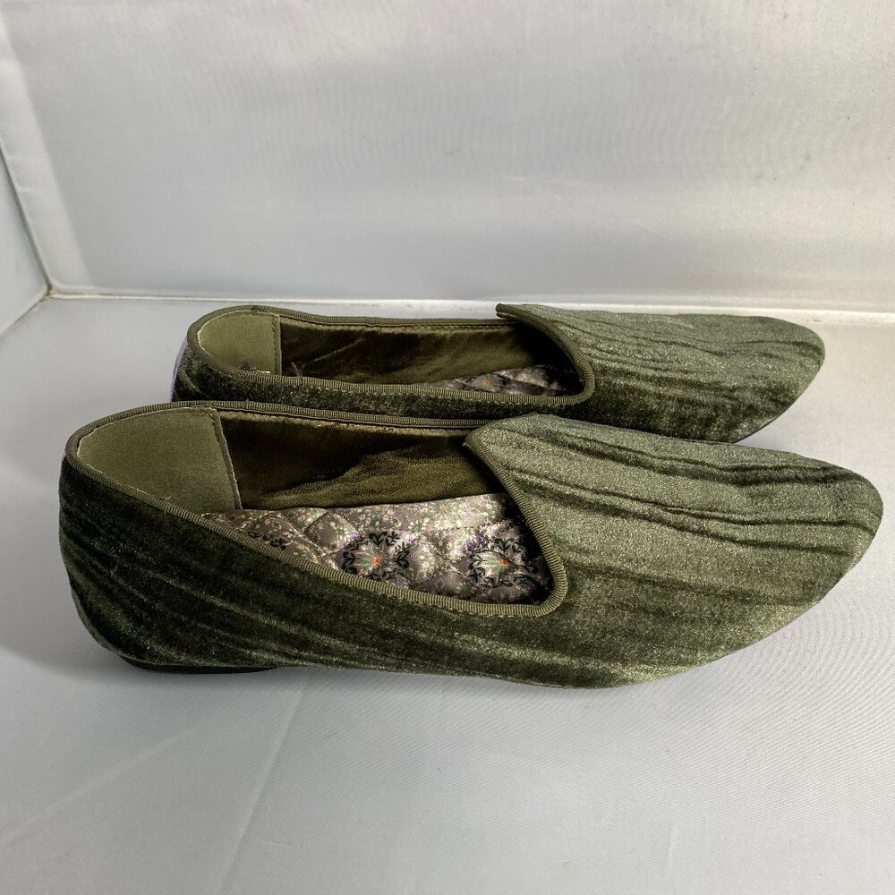 Birdies Olive Velvet Slip-On Loafers
